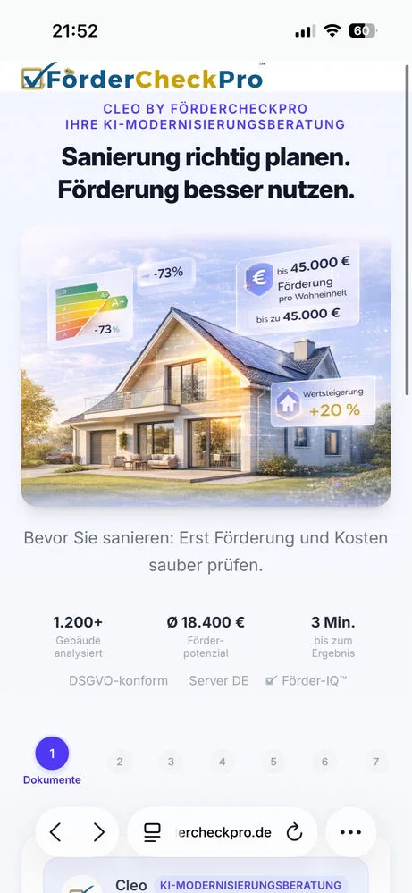 Einstieg in den Sanierungscheck über die Adresse