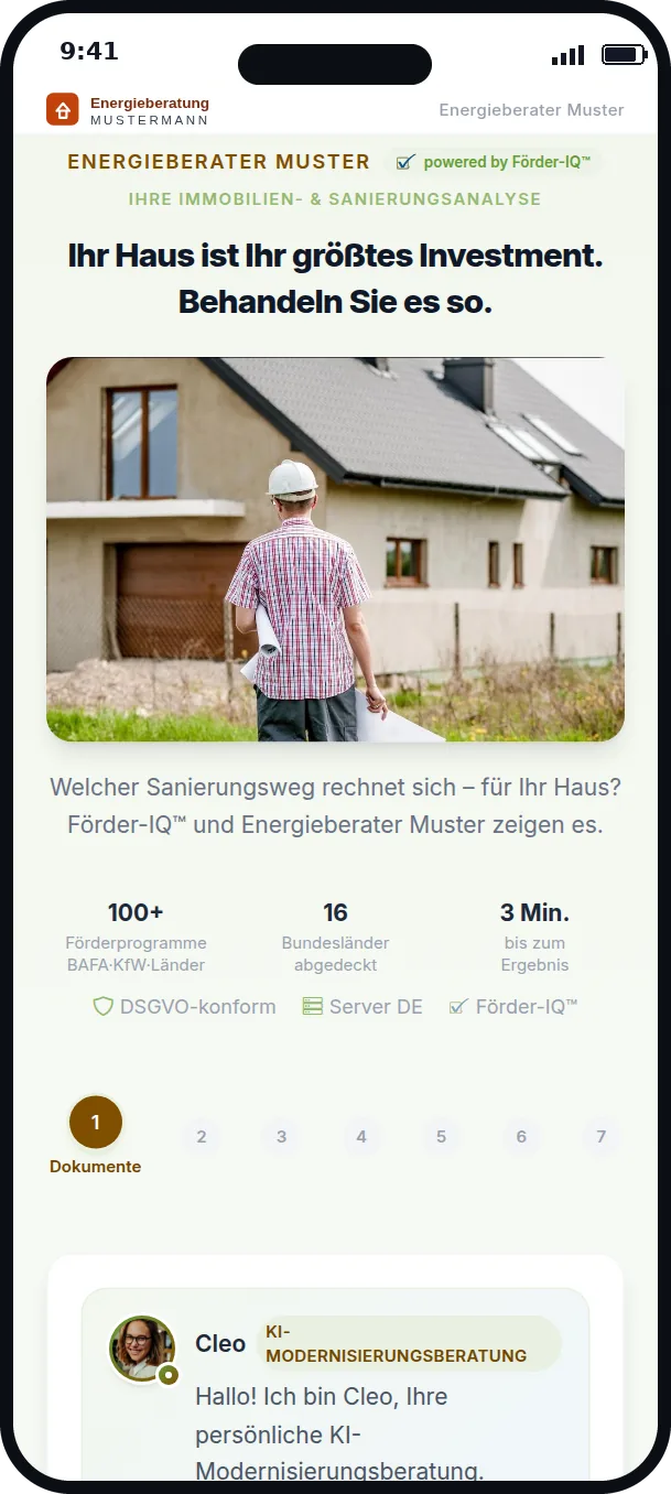 Sanierungscheck im Auftritt einer Energieberatung
