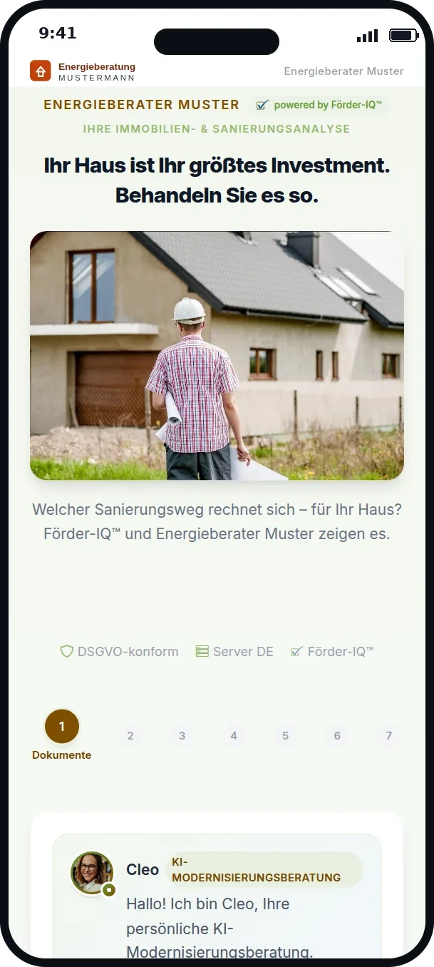 Sanierungscheck im Auftritt einer Energieberatung